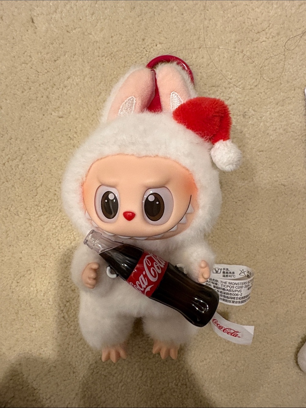 Coca Cola Plush Bunny Character in White Fur with Red Hat